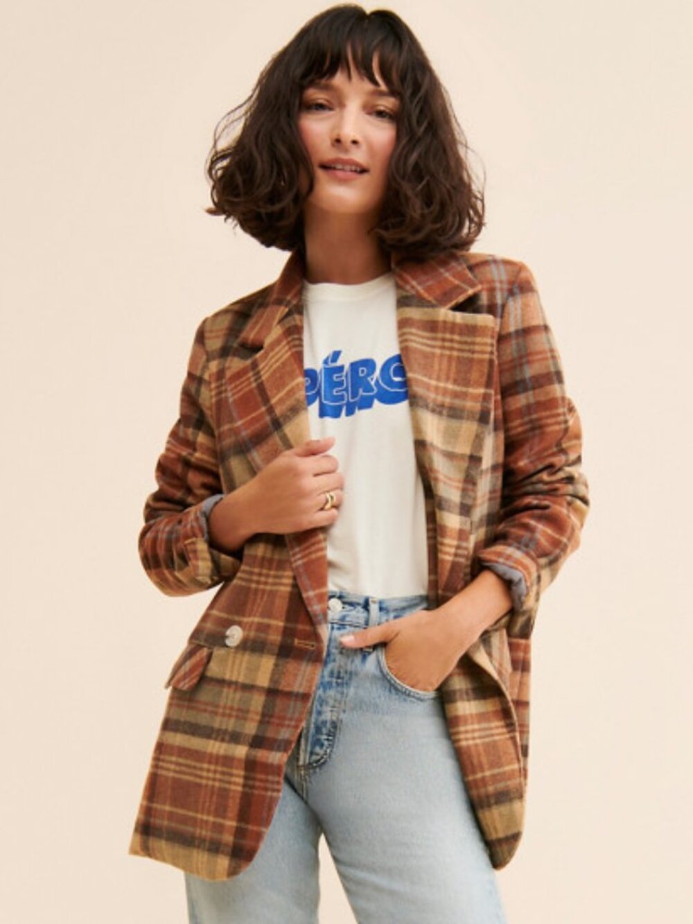 Free People | Mari Plaid Blazer Coat NWT